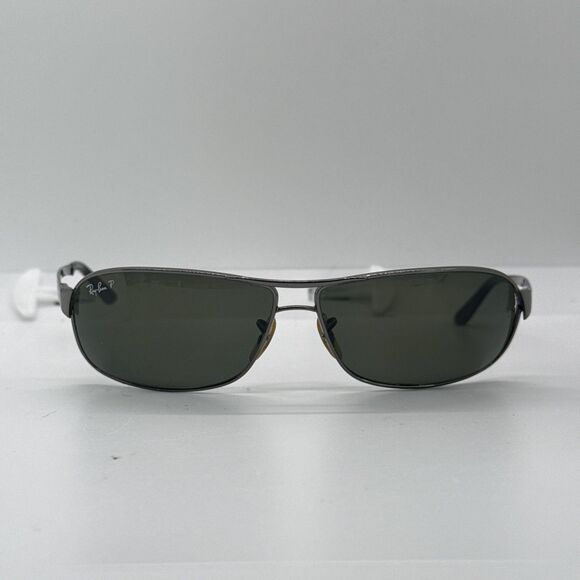 RAY BAN RB3343 004/58 63[]12 3P GUNMETAL POLARIZED FLEX HINGES WRAP SUNGLASSES - Picture 2 of 14